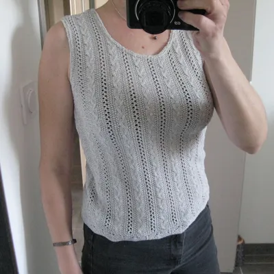 débardeur crochet ajouré gris 100% coton algodao